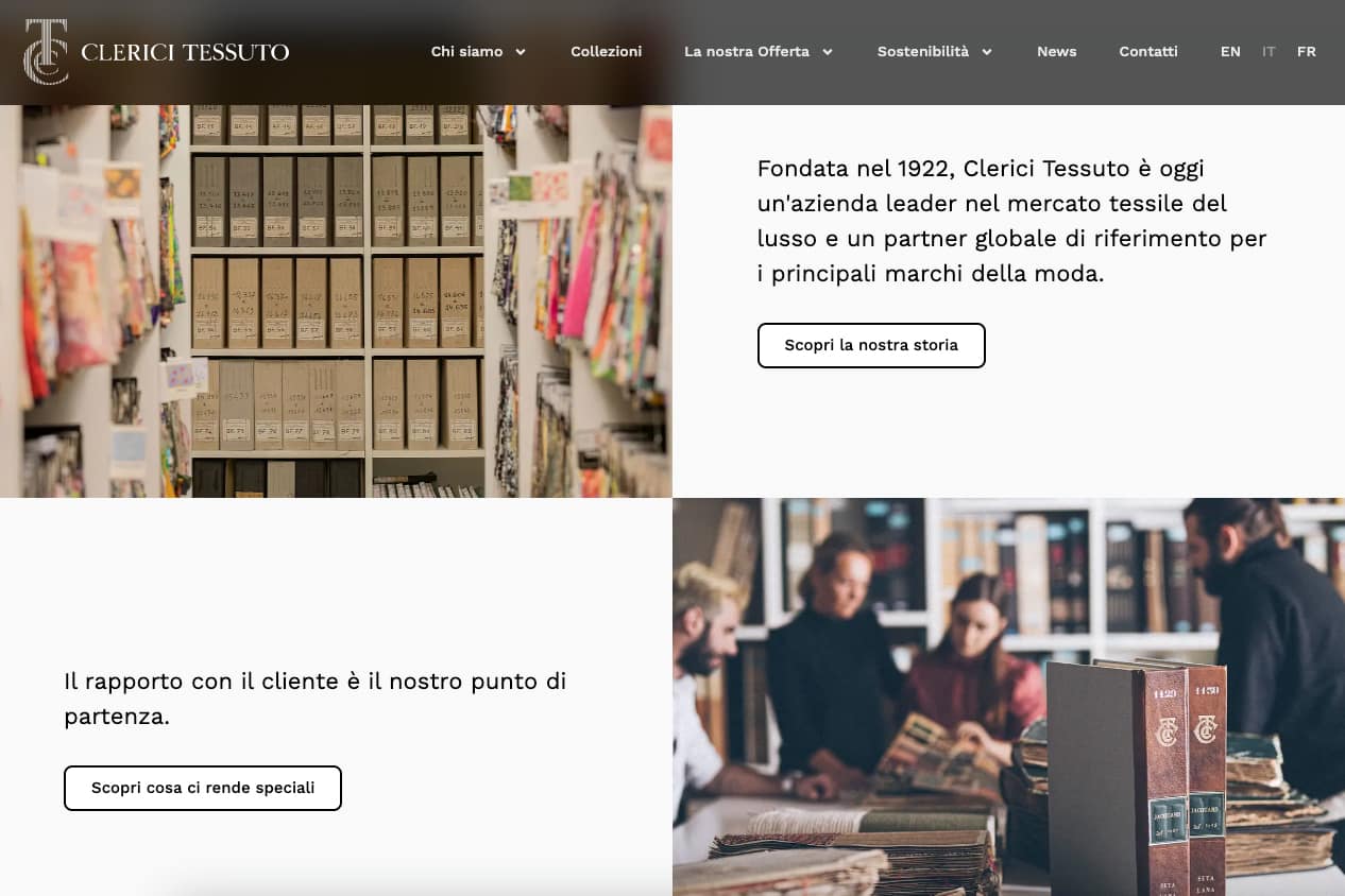 Sito web per Clerici Tessuto