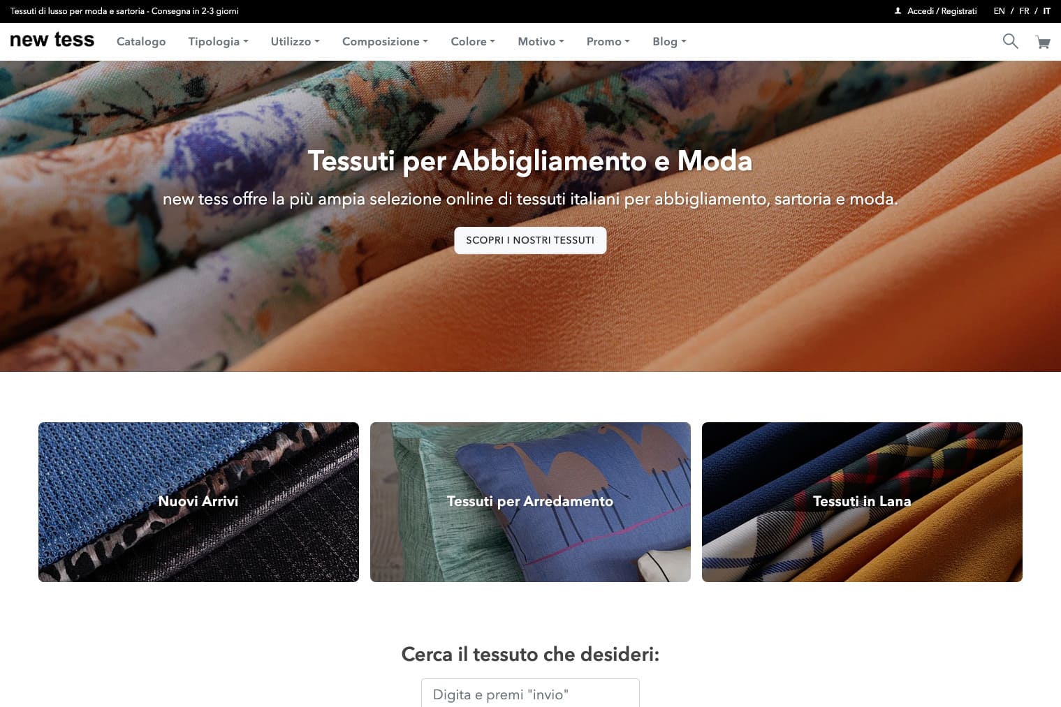 Progettazione e sviluppo e-commerce settore tessile