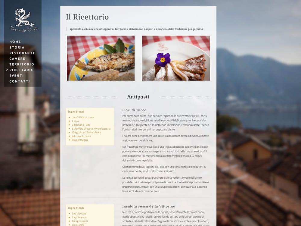 Realizzazione siti web ristoranti e alberghi sul Lago di Como: Grifo